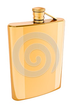 Golden Hip Flask, 3D rendering