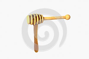 Golden honey drop from honey dipper, 3d rendering
