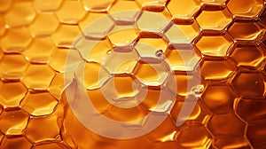 Golden honeycomb. Honey in a honeycomb. Honey yellow background. Healthy eating concept, diet.