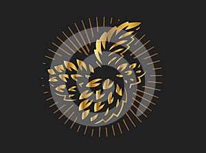 Golden hop - vector illustration on black background