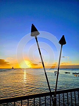 Golden Horizon: Sunset off Waikiki