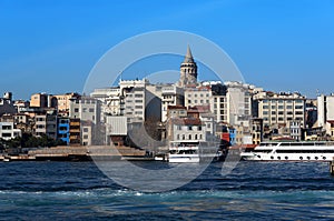 The Golden Horn and Galata tower in Istanbul, Turkey