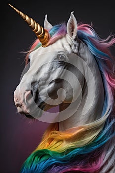 Golden Horn, Rainbow Mane: Portrait of the Whimsical White Unicorn