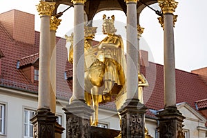 Golden horse rider statue in magdeburg germany