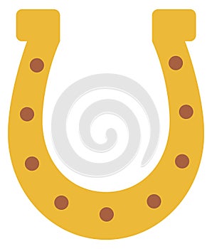 Golden horseshoe icon. Luck symbol. Fortune talisman