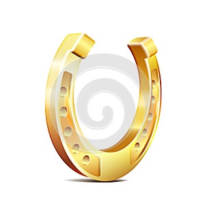 Golden horseshoe, lucky St. Patricks day symbol. Good luck sign