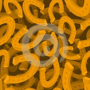 Golden horseshoe pattern seamless. Good luck symbol. vector illustration