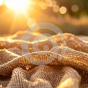 Golden Hour Burlap Texture Background