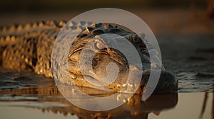 Golden Hour Crocodile: A National Geographic Shot On Agfa Vista