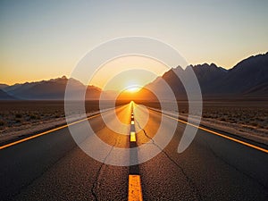 GoldenDesert Highway to Mountains