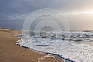 Golden hour at a deserted beach at Sylt Island in Germany