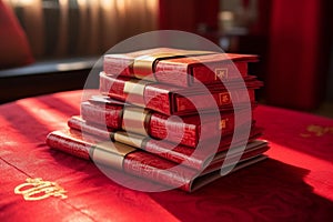 Golden Hour Envelopes on Velvet Pillow photo