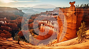 Golden hour light on hoodoos and amphitheaters