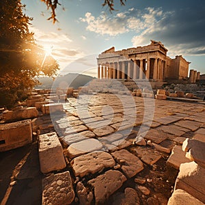 Golden Hour Majesty: The Acropolis in Athens, Greece