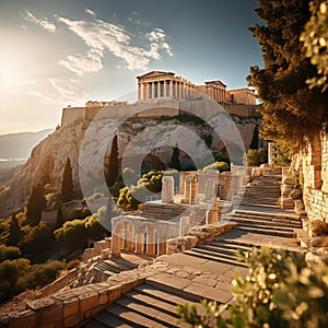 Golden Hour Majesty: The Acropolis in Athens, Greece