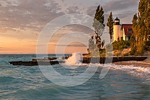 Golden Hour at Point Betsie Lighthouse on Lake Michigan