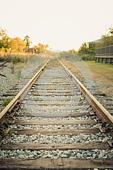 Golden Hour Railroad Tracks in the Country