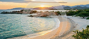 Golden hour serenity stunning sardinia island beach beauty captured in tranquil evening light