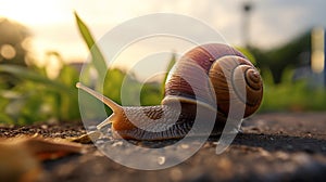 Golden Hour Snail: A Thought-provoking Vray Tracing Shot By Janek Sedlar