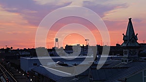 Golden hour sunset of a beautiful Chicago urban area