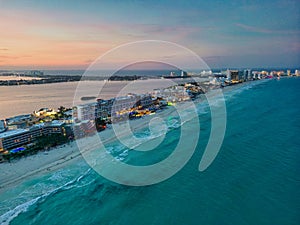 Golden Hour Sunset: CancÃºn's Bay Hotels