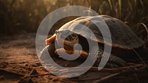 Golden Hour Turtle: National Geographic\'s Agfa Vista Shot From Front And Side View