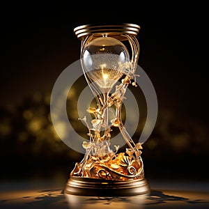 Golden Hourglass with Adornments and Musical Notes