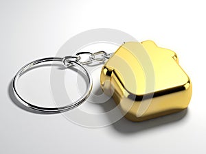 Golden house key chain