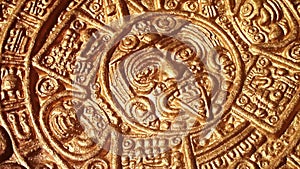 Golden image of aztec sun circle rotating new quality historic native footage