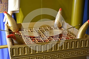 Golden incense altar, Model of Tabernacle, tent of meeting in Timna Park, Negev desert, Eilat, Israel