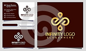 Golden Infinity modern logo design vector Illustration, business card template