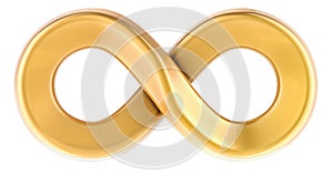 Golden Infinity symbol, 3D rendering