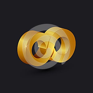 Golden infinity symbol on dark background