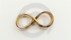 Golden infinity symbol, isolated on white background. AI Generated