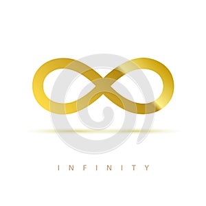 Golden infinity symbol on white background