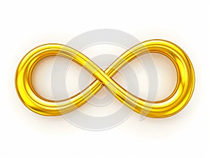 A golden infinity symbol on a white background