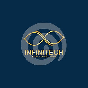 Golden Infinity Technology Logo. Symbol & Icon Vector Template