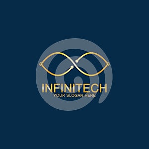 Golden Infinity Technology Logo. Symbol & Icon Vector Template