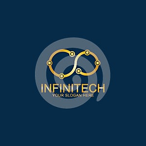 Golden Infinity Technology Logo. Symbol & Icon Vector Template