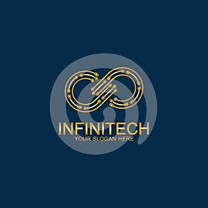 Golden Infinity Technology Logo. Symbol & Icon Vector Template