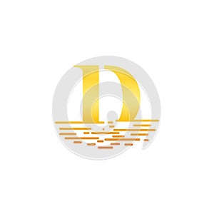 Golden initial letter D logo vector design