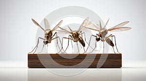 Golden Insects On Wooden Base: Nanopunk Photography With Slender Figures