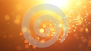 Golden Interconnected Network Nodes on Bright Background, Abstract Geometric Vector Art