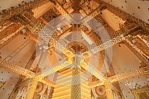 Golden interior architecture of wat Nong Bua
