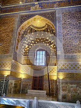 Golden interior of the tomb of Timur,Samarkand, Uzbekistan