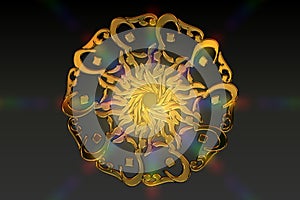 Golden Islamic Prayer Symbol with nice Lensflare