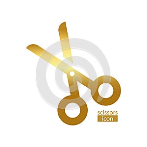 Golden isolated scisson icon silhouette