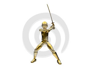 Golden isolated swordsman