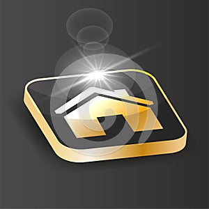 Golden Isometric home icon