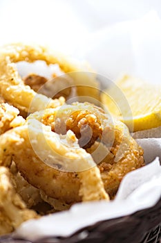 Golden italian fried calamari